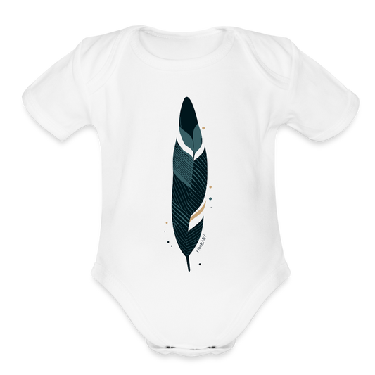 Organic Baby Bodysuit - Blue Feather - white