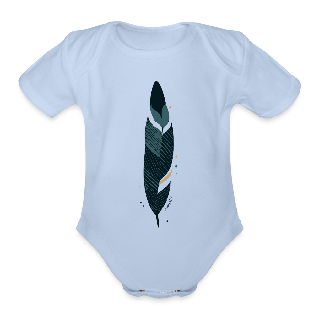 Organic Baby Bodysuit - Blue Feather - sky