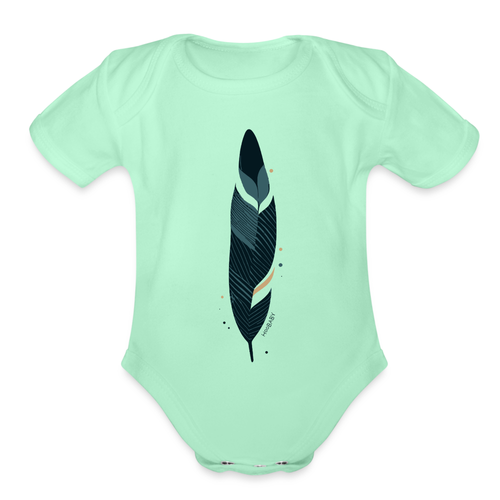 Organic Baby Bodysuit - Blue Feather - light mint