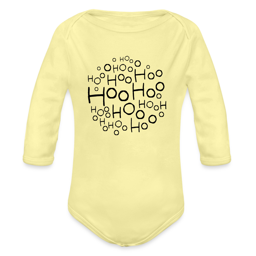 Organic Long Sleeve Baby Bodysuit - Hoo Cloud (light) - washed yellow