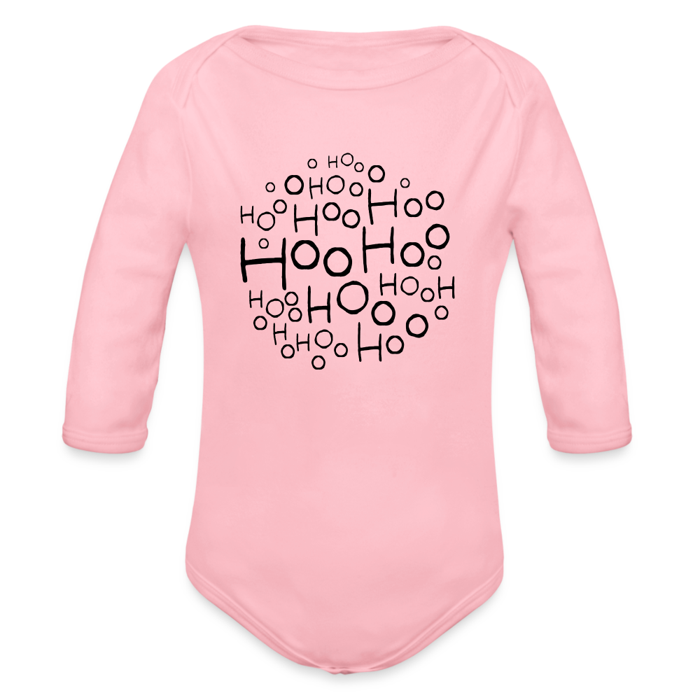 Organic Long Sleeve Baby Bodysuit - Hoo Cloud (light) - light pink