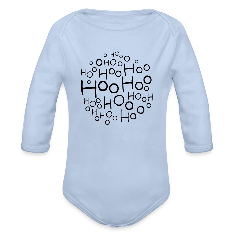 Organic Long Sleeve Baby Bodysuit - Hoo Cloud (light) - sky