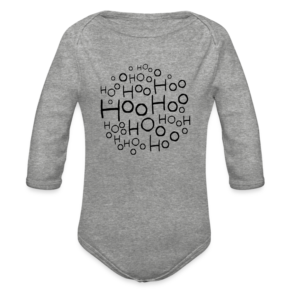 Organic Long Sleeve Baby Bodysuit - Hoo Cloud (light) - heather grey