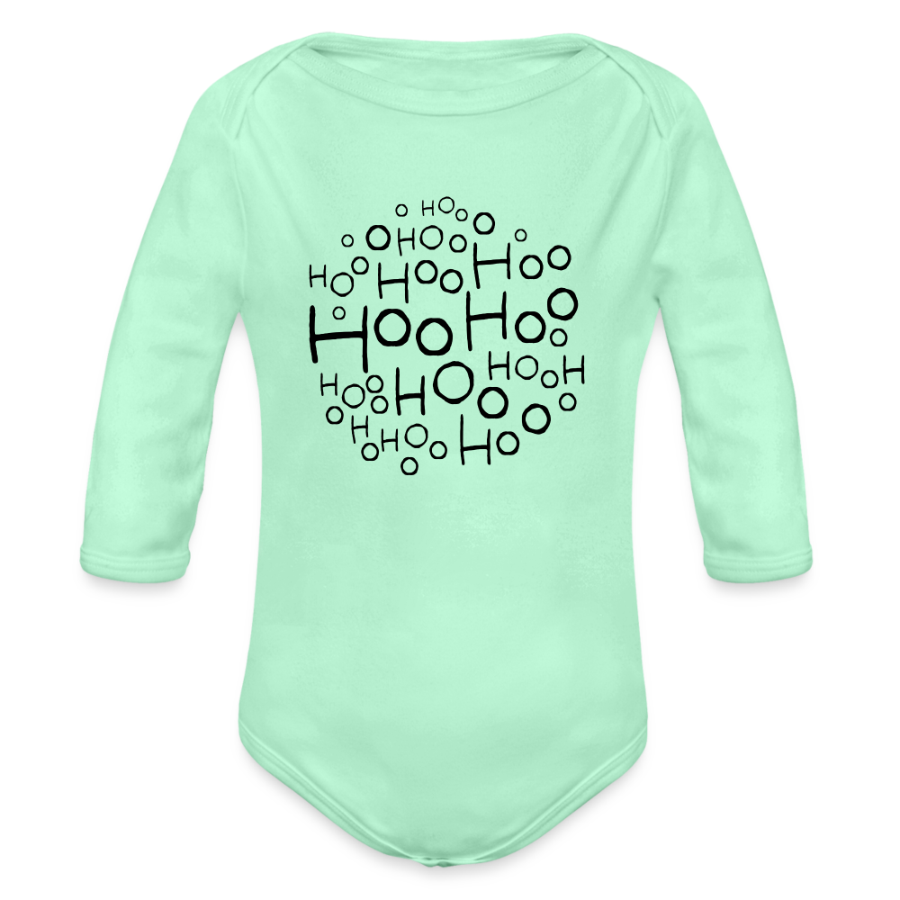 Organic Long Sleeve Baby Bodysuit - Hoo Cloud (light) - light mint