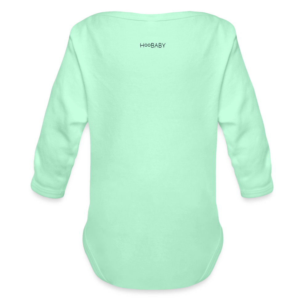 Organic Long Sleeve Baby Bodysuit - Hoo Cloud (light) - light mint