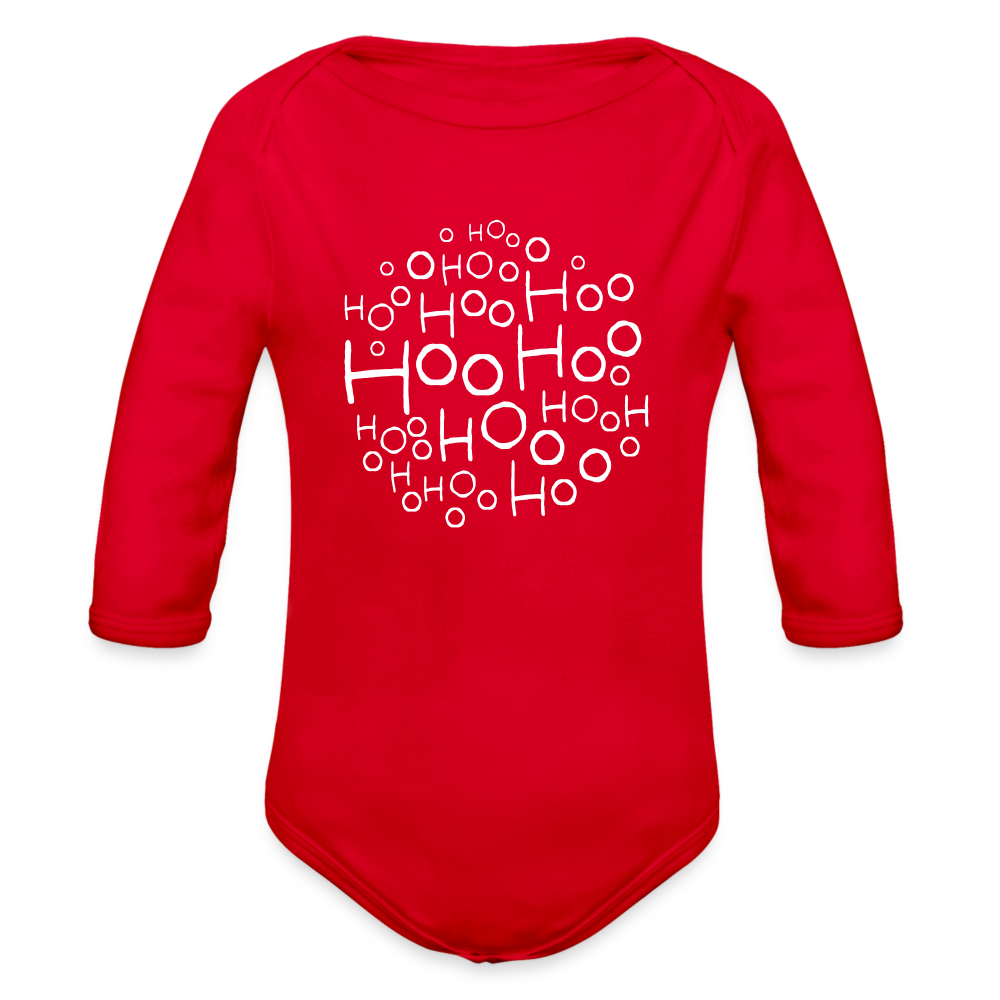 Organic Long Sleeve Baby Bodysuit - Hoo Cloud (dark) - red