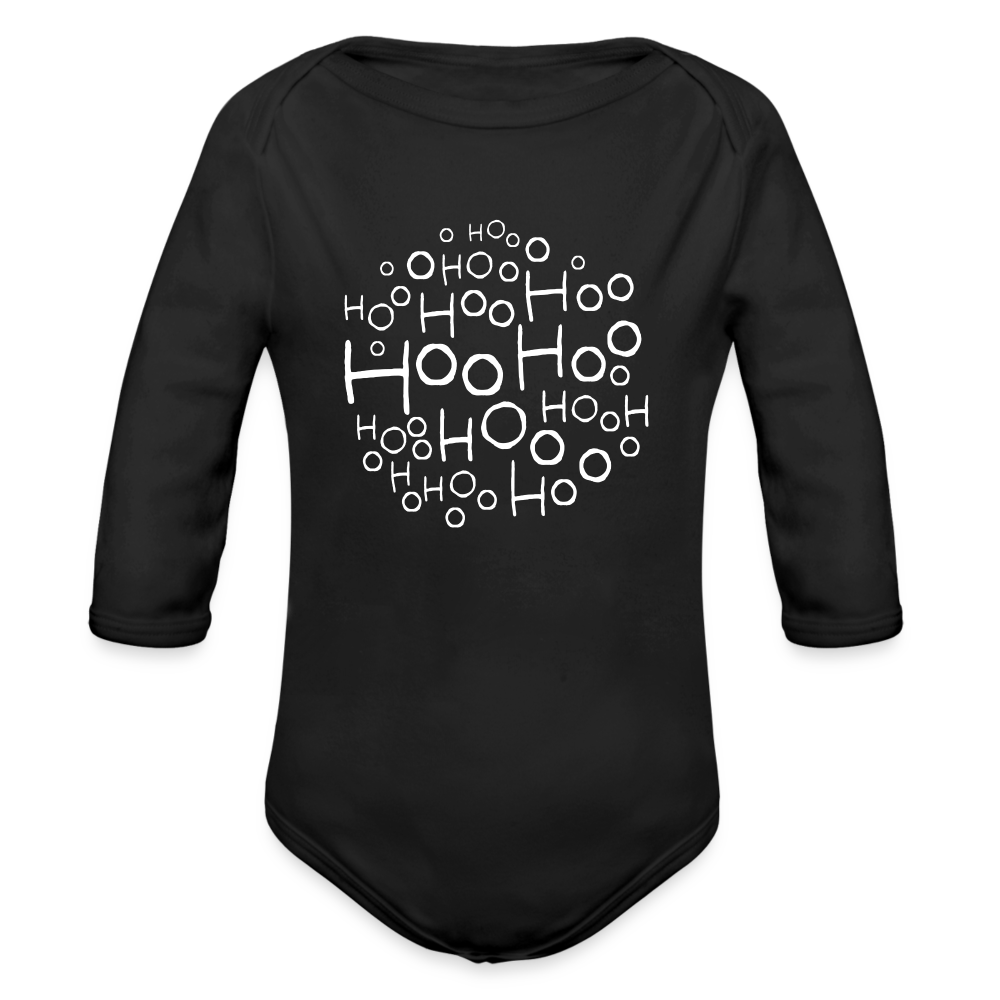 Organic Long Sleeve Baby Bodysuit - Hoo Cloud (dark) - black