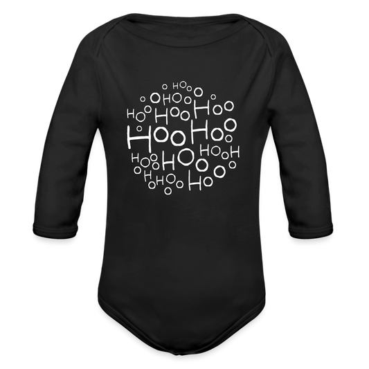 Organic Long Sleeve Baby Bodysuit - Hoo Cloud (dark) - black