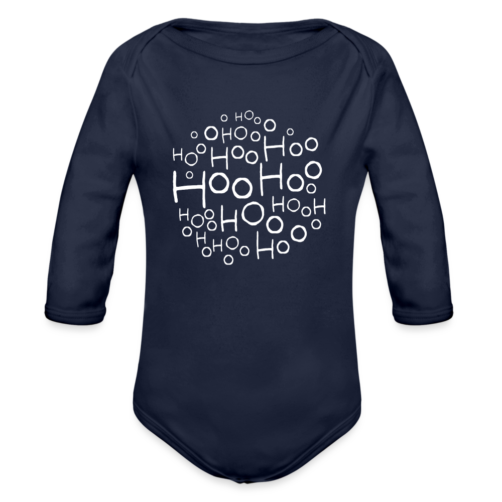 Organic Long Sleeve Baby Bodysuit - Hoo Cloud (dark) - dark navy