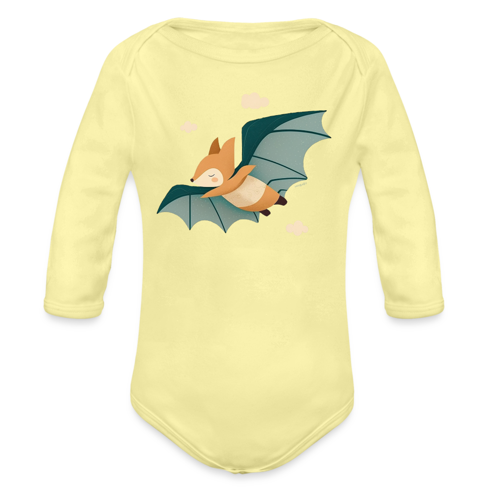 Organic Long Sleeve Baby Bodysuit - Flying Fox - washed yellow