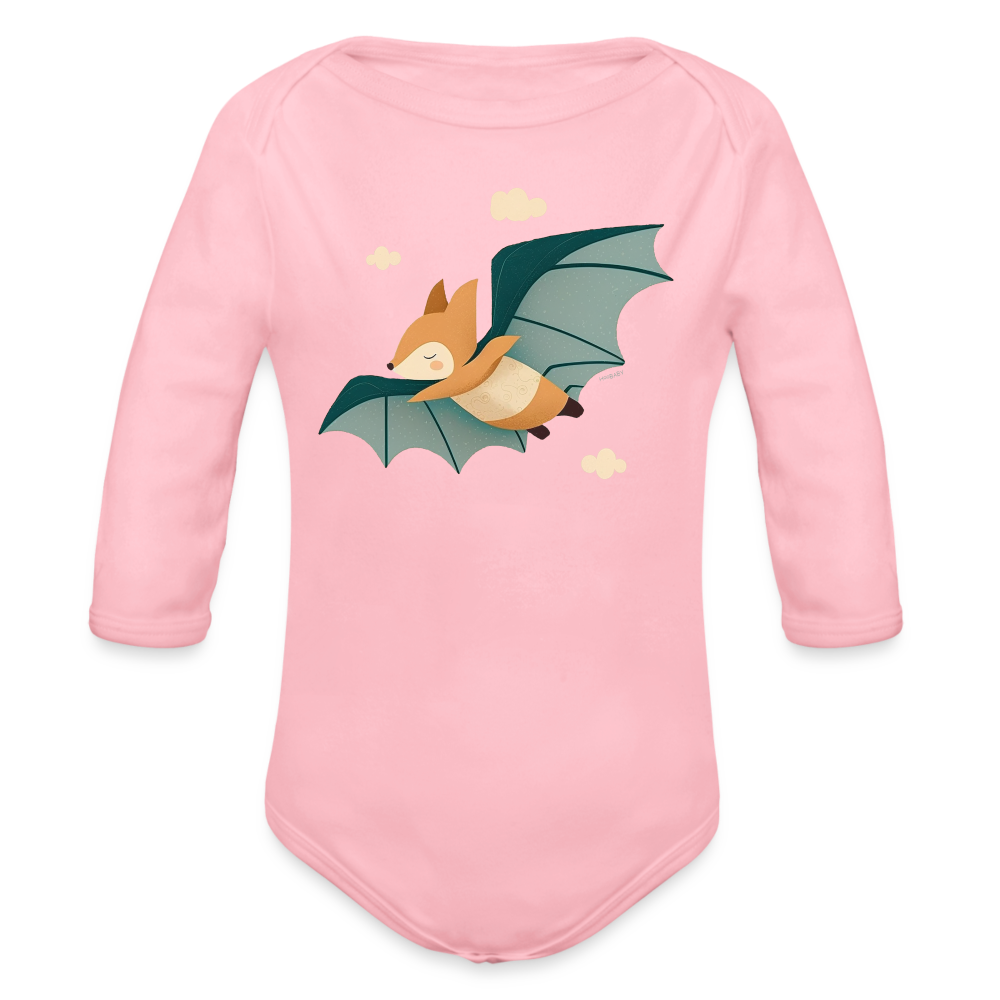 Organic Long Sleeve Baby Bodysuit - Flying Fox - light pink