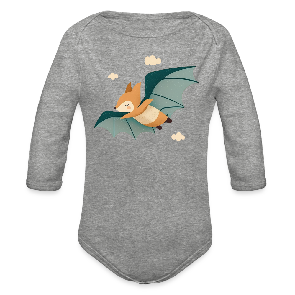 Organic Long Sleeve Baby Bodysuit - Flying Fox - heather grey