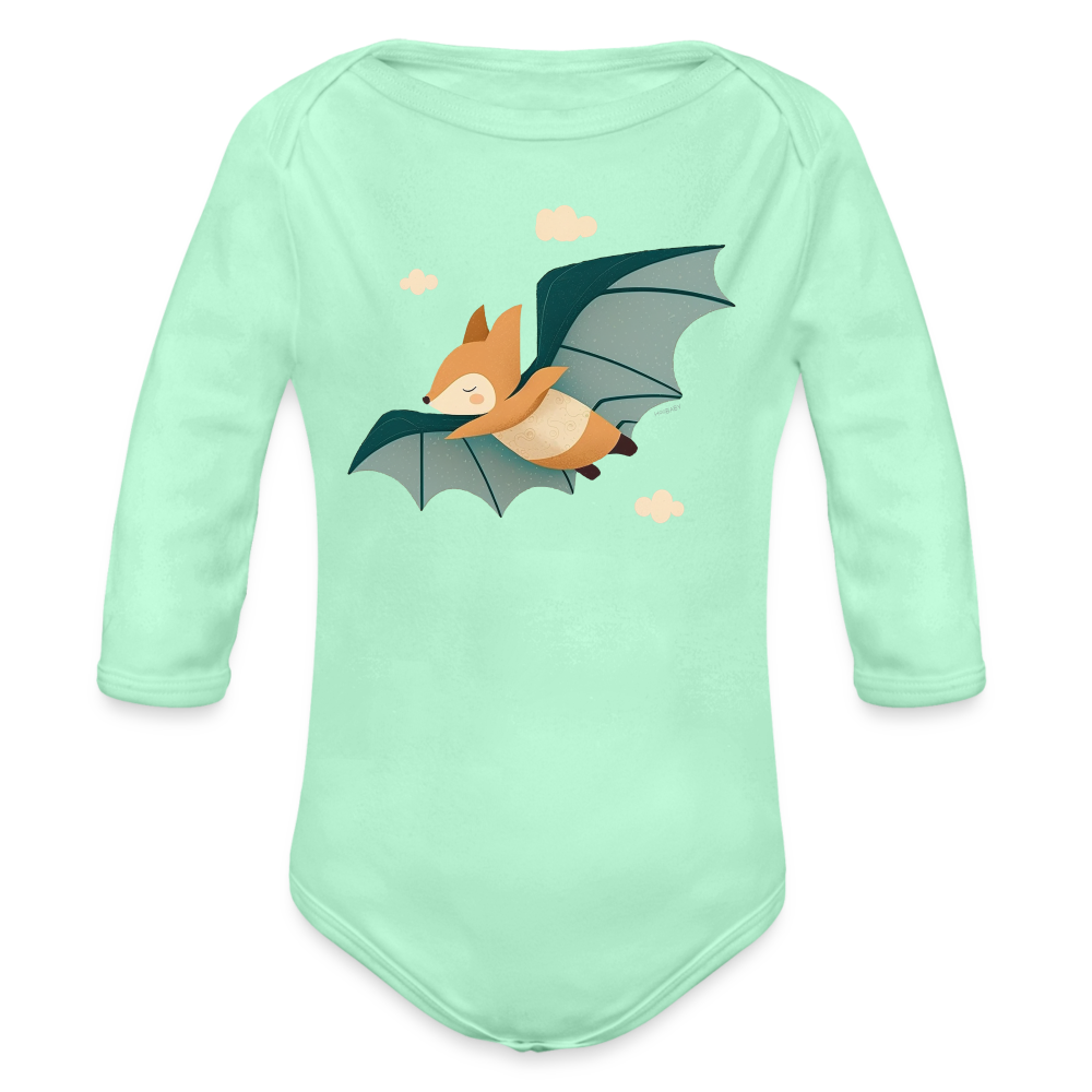 Organic Long Sleeve Baby Bodysuit - Flying Fox - light mint