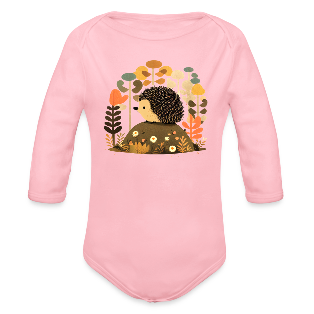 Organic Long Sleeve Baby Bodysuit - Porcupine - light pink