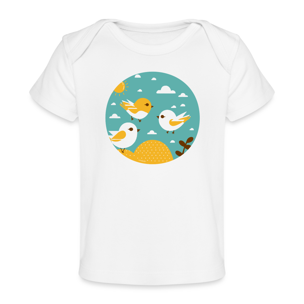 Organic Baby T-Shirt - Sunshine Birds - white