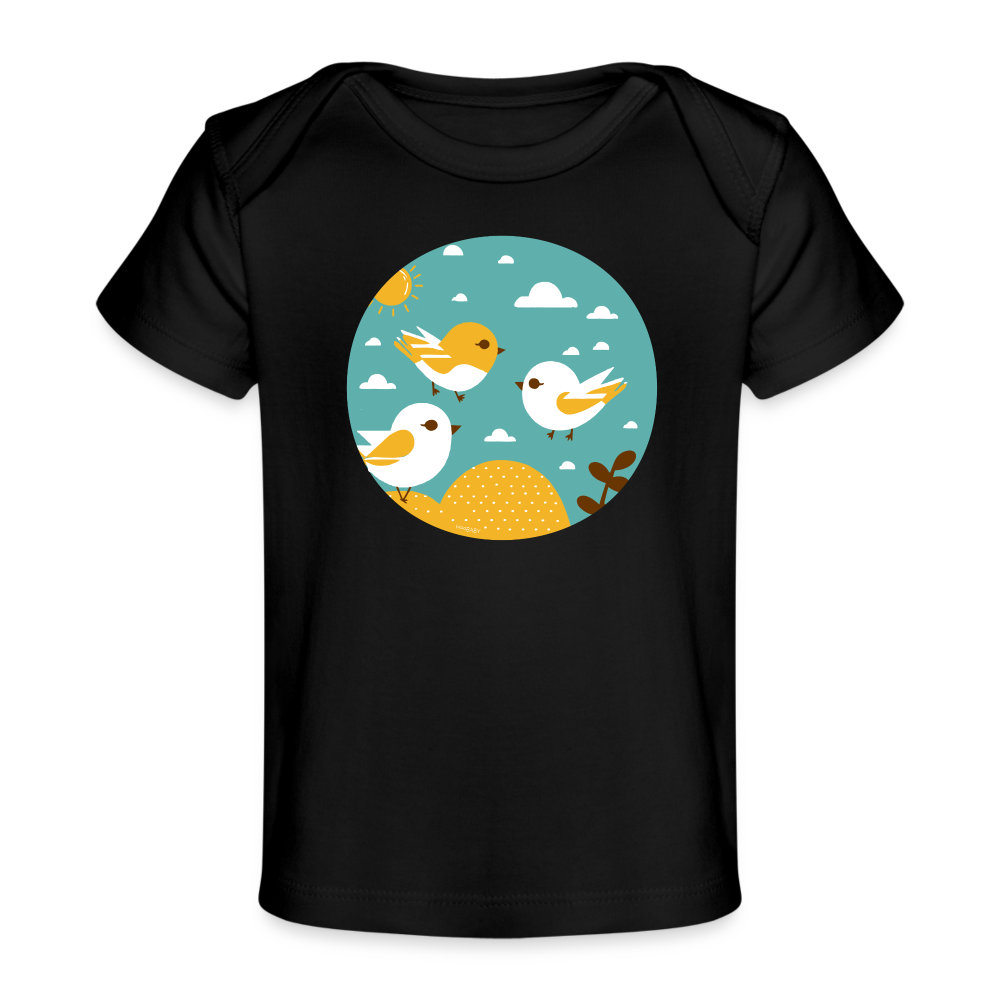 Organic Baby T-Shirt - Sunshine Birds - black