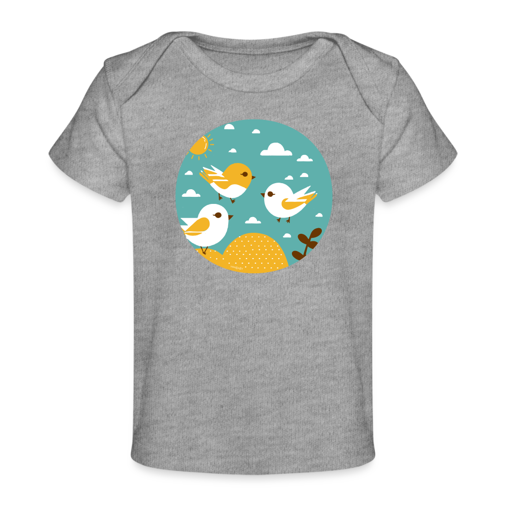 Organic Baby T-Shirt - Sunshine Birds - heather grey