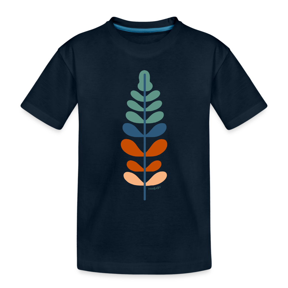 Organic Toddler T-Shirt - Rainbow Feather - deep navy