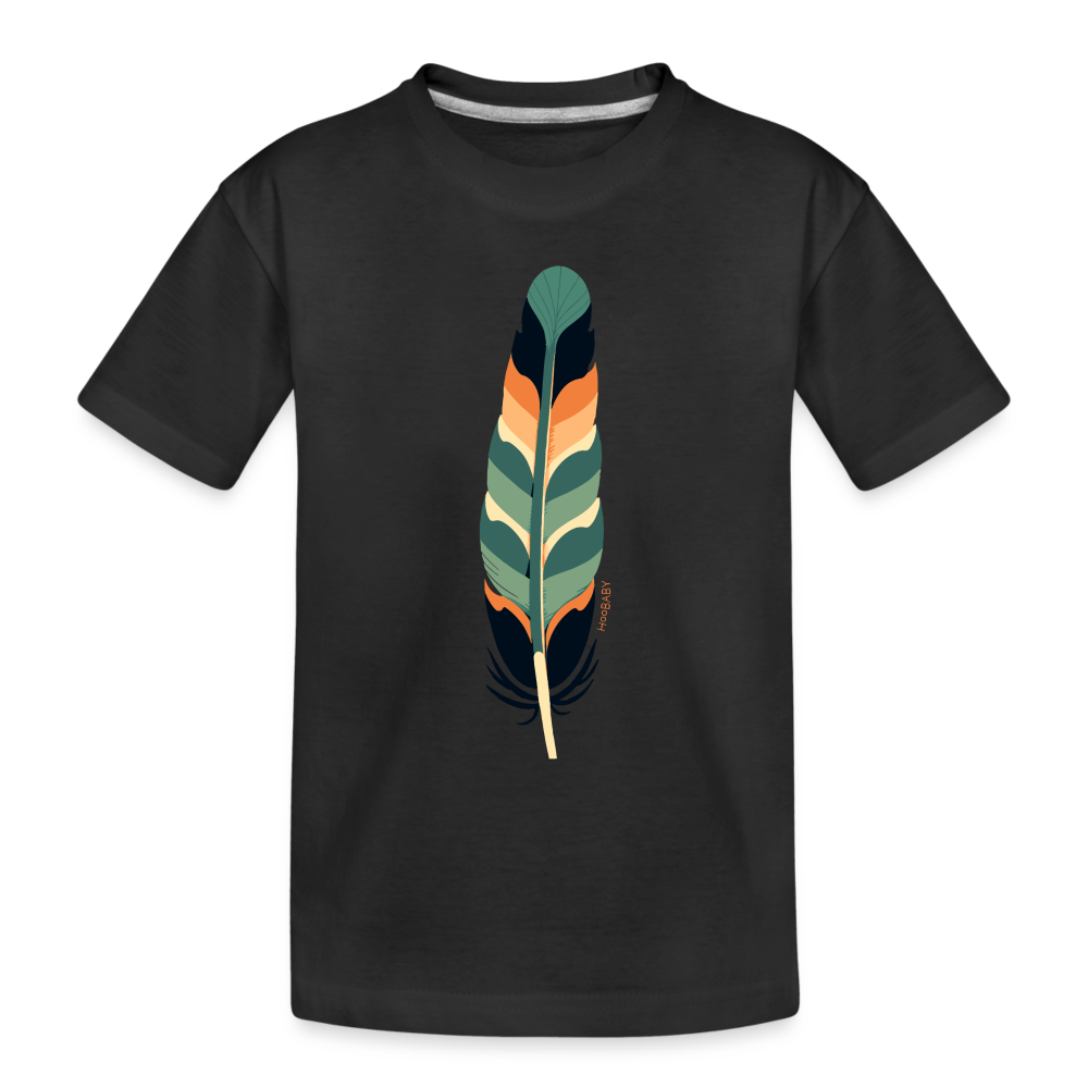 Organic Toddler T-Shirt - Multicolor Feather - black