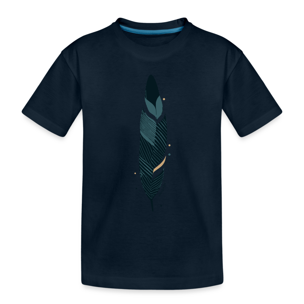 Organic Toddler T-Shirt - Blue Feather - deep navy