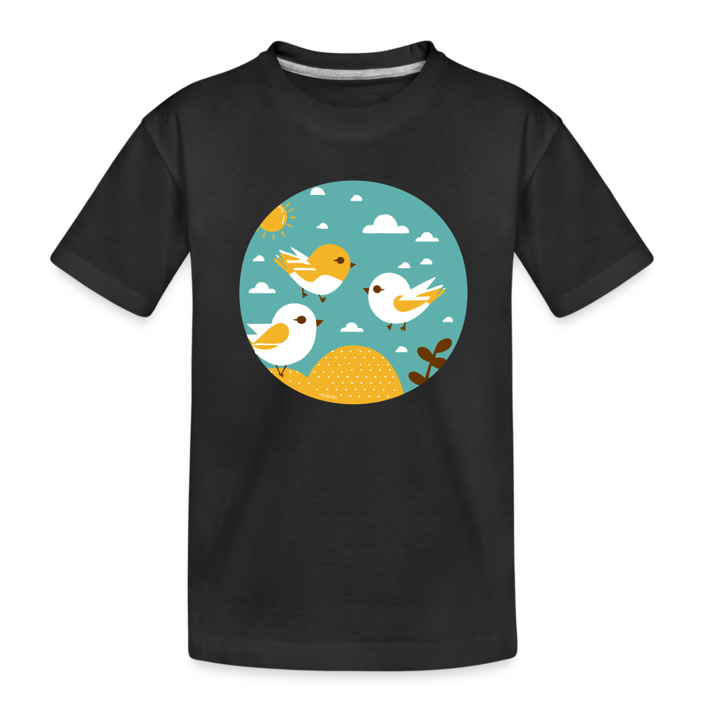 Organic Toddler T-Shirt - Sunshine Birds - black