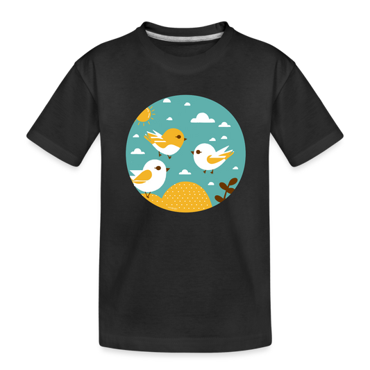 Organic Toddler T-Shirt - Sunshine Birds - black