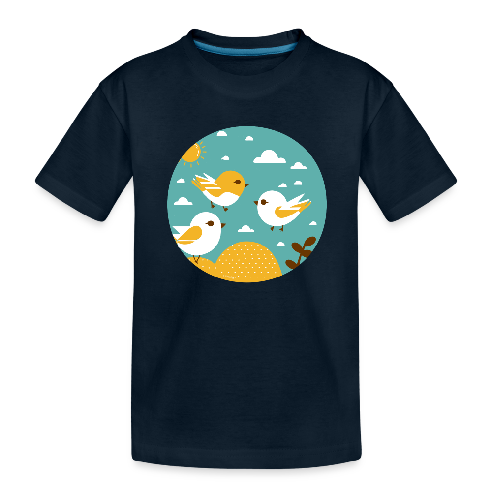 Organic Toddler T-Shirt - Sunshine Birds - deep navy